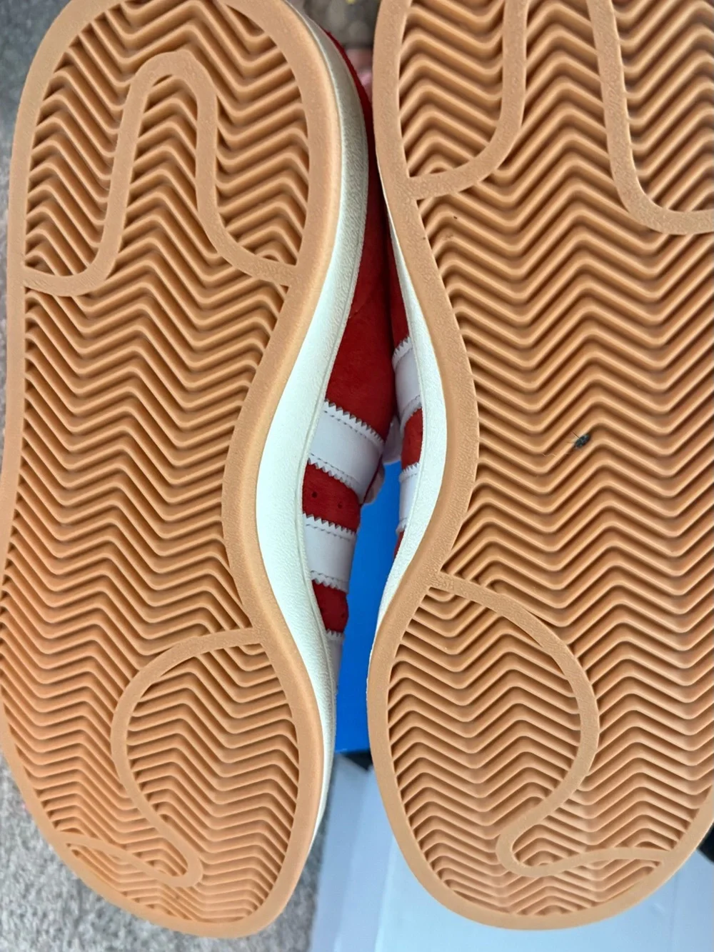 adidas Women’s Red Suede Sneakers with White Stripes